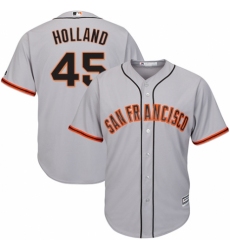 Youth Majestic San Francisco Giants #45 Derek Holland Replica Grey Road Cool Base MLB Jersey