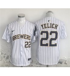 Men's Milwaukee Brewers #22 Christian Yelich White Alternate Limited Stitched Jersey