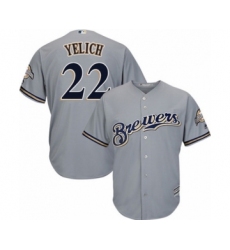 Youth Milwaukee Brewers #22 Christian Yelich Authentic Grey Road Cool Base Baseball Player Jersey