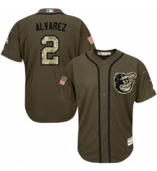 Men's Majestic Baltimore Orioles #2 Pedro Alvarez Authentic Green Salute to Service MLB Jersey