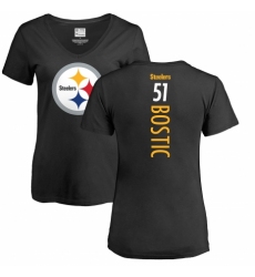 Women's Nike Pittsburgh Steelers #51 Jon Bostic Black Backer Slim Fit T-Shirt