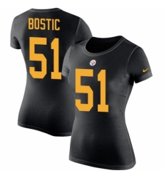 Women's Nike Pittsburgh Steelers #51 Jon Bostic Black Rush Pride Name & Number T-Shirt
