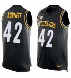 Men's Nike Pittsburgh Steelers #42 Morgan Burnett Limited Black Player Name & Number Tank Top NFL Jersey