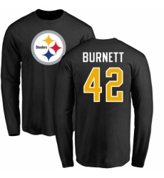 Nike Pittsburgh Steelers #42 Morgan Burnett Black Name & Number Logo Long Sleeve T-Shirt