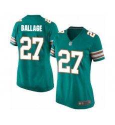 Women's Miami Dolphins #27 Kalen Ballage Game Aqua Green Alternate Football Jersey