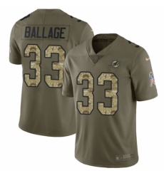 Youth Nike Miami Dolphins #33 Kalen Ballage Limited Olive/Camo 2017 Salute to Service NFL Jersey