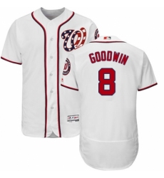Men's Majestic Washington Nationals #8 Brian Goodwin White Home Flex Base Authentic Collection MLB Jersey