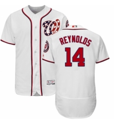 Men's Majestic Washington Nationals #14 Mark Reynolds White Home Flex Base Authentic Collection MLB Jersey