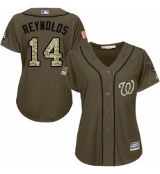 Women's Majestic Washington Nationals #14 Mark Reynolds Authentic Green Salute to Service MLB Jersey