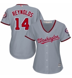 Women's Majestic Washington Nationals #14 Mark Reynolds Replica Grey Road Cool Base MLB Jersey