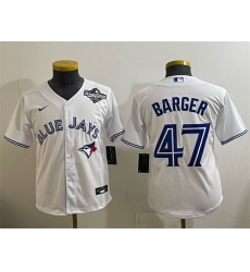 Youth Toronto Blue Jays #47 Addison Barger White 2025 World Series Cool Base Stitched Baseball Jersey