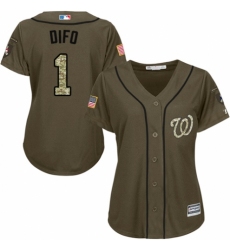 Women's Majestic Washington Nationals #1 Wilmer Difo Authentic Green Salute to Service MLB Jersey