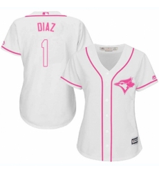 Women's Majestic Toronto Blue Jays #1 Aledmys Diaz Authentic White Fashion Cool Base MLB Jersey