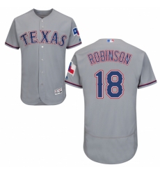 Men's Majestic Texas Rangers #18 Drew Robinson Grey Road Flex Base Authentic Collection MLB Jersey