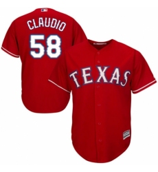 Youth Majestic Texas Rangers #58 Alex Claudio Replica Red Alternate Cool Base MLB Jersey