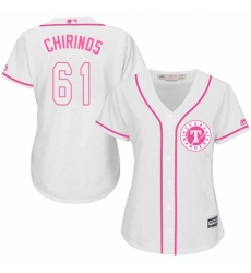 Women's Majestic Texas Rangers #61 Robinson Chirinos Authentic White Fashion Cool Base MLB Jersey