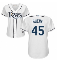Women's Majestic Tampa Bay Rays #45 Jesus Sucre Authentic White Home Cool Base MLB Jersey