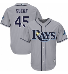 Youth Majestic Tampa Bay Rays #45 Jesus Sucre Authentic Grey Road Cool Base MLB Jersey