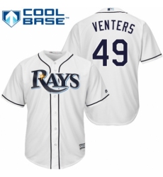 Youth Majestic Tampa Bay Rays #49 Jonny Venters Authentic White Home Cool Base MLB Jersey