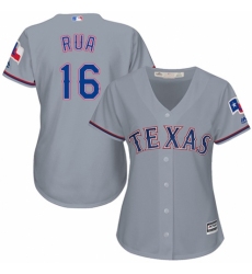 Women's Majestic Texas Rangers #16 Ryan Rua Replica Grey Road Cool Base MLB Jersey