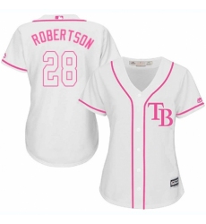 Women's Majestic Tampa Bay Rays #28 Daniel Robertson Replica White Fashion Cool Base MLB Jersey