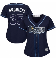 Women's Majestic Tampa Bay Rays #35 Matt Andriese Replica Navy Blue Alternate Cool Base MLB Jersey