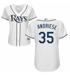 Women's Majestic Tampa Bay Rays #35 Matt Andriese Replica White Home Cool Base MLB Jersey