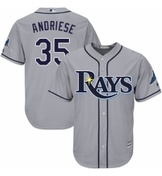 Youth Majestic Tampa Bay Rays #35 Matt Andriese Replica Grey Road Cool Base MLB Jersey