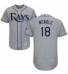 Men's Majestic Tampa Bay Rays #18 Joey Wendle Grey Road Flex Base Authentic Collection MLB Jersey