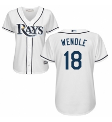Women's Majestic Tampa Bay Rays #18 Joey Wendle Authentic White Home Cool Base MLB Jersey
