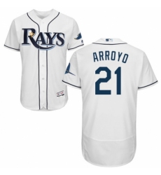 Men's Majestic Tampa Bay Rays #21 Christian Arroyo Home White Home Flex Base Authentic Collection MLB Jersey