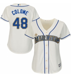 Women's Majestic Seattle Mariners #48 Alex Colome Replica Cream Alternate Cool Base MLB Jersey