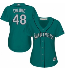 Women's Majestic Seattle Mariners #48 Alex Colome Replica Teal Green Alternate Cool Base MLB Jersey