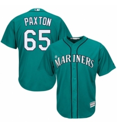 Youth Majestic Seattle Mariners #65 James Paxton Replica Teal Green Alternate Cool Base MLB Jersey