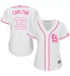 Women's Majestic St. Louis Cardinals #32 Steve Carlton Authentic White Fashion Cool Base MLB Jersey