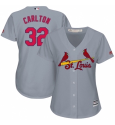 Women's Majestic St. Louis Cardinals #32 Steve Carlton Replica Grey Road Cool Base MLB Jersey