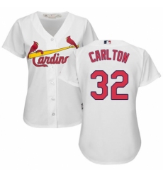 Women's Majestic St. Louis Cardinals #32 Steve Carlton Replica White Home Cool Base MLB Jersey