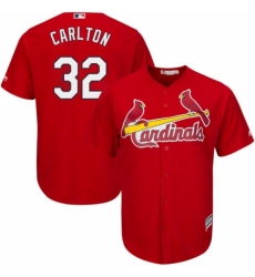 Youth Majestic St. Louis Cardinals #32 Steve Carlton Authentic Red Alternate Cool Base MLB Jersey