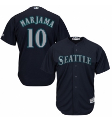 Youth Majestic Seattle Mariners #10 Mike Marjama Authentic Navy Blue Alternate 2 Cool Base MLB Jersey