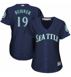 Women's Majestic Seattle Mariners #19 Jay Buhner Replica Navy Blue Alternate 2 Cool Base MLB Jersey