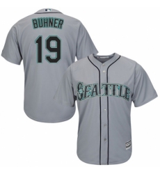 Youth Majestic Seattle Mariners #19 Jay Buhner Replica Grey Road Cool Base MLB Jersey