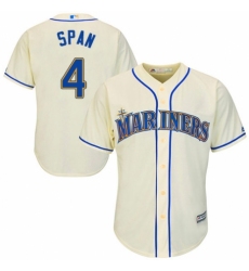 Men's Majestic Seattle Mariners #4 Denard Span Replica Cream Alternate Cool Base MLB Jersey
