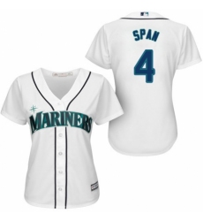Women's Majestic Seattle Mariners #4 Denard Span Replica White Home Cool Base MLB Jersey