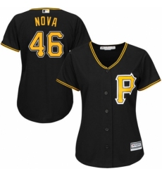Women's Majestic Pittsburgh Pirates #46 Ivan Nova Replica Black Alternate Cool Base MLB Jersey