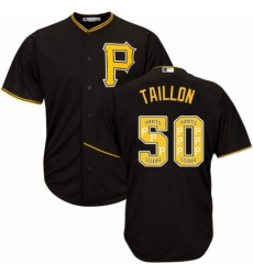 Men's Majestic Pittsburgh Pirates #50 Jameson Taillon Authentic Black Team Logo Fashion Cool Base MLB Jersey