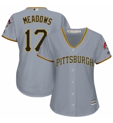 Women's Majestic Pittsburgh Pirates #17 Austin Meadows Authentic Grey Road Cool Base MLB Jersey