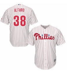 Youth Majestic Philadelphia Phillies #38 Jorge Alfaro Replica White/Red Strip Home Cool Base MLB Jersey