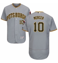 Men's Majestic Pittsburgh Pirates #10 Jordy Mercer Grey Road Flex Base Authentic Collection MLB Jersey