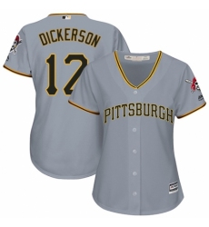Women's Majestic Pittsburgh Pirates #12 Corey Dickerson Replica Grey Road Cool Base MLB Jersey