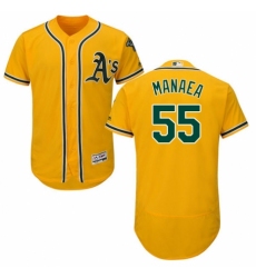 Men's Majestic Oakland Athletics #55 Sean Manaea Gold Alternate Flex Base Authentic Collection MLB Jersey